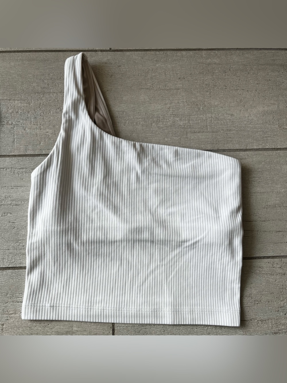 Lululemon ribbed nulu asymmetrical yoga tank top bone womens size 0 stretch soft